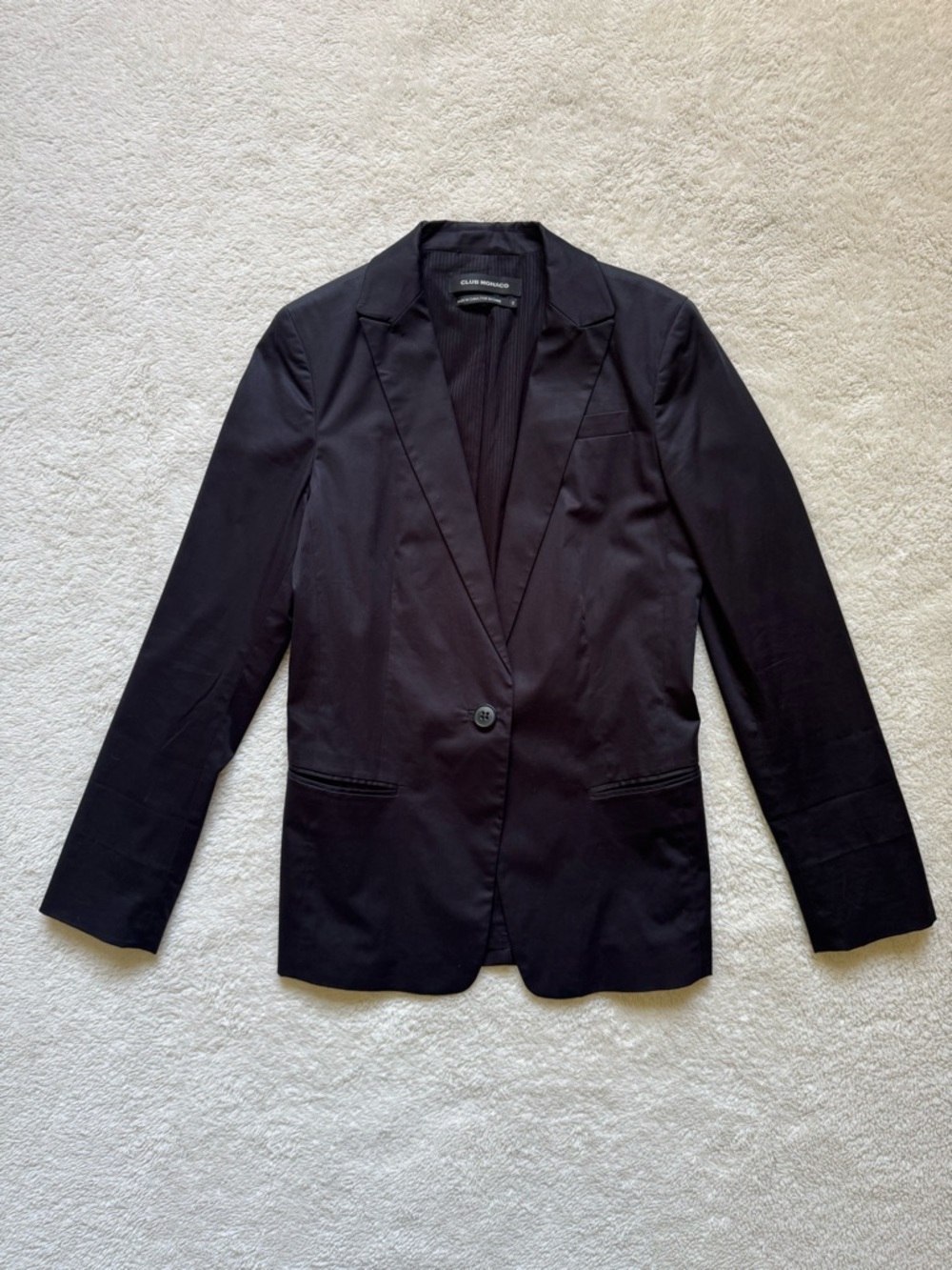Club Monaco Black Women's size 8 Single-Button Blazer Poplin